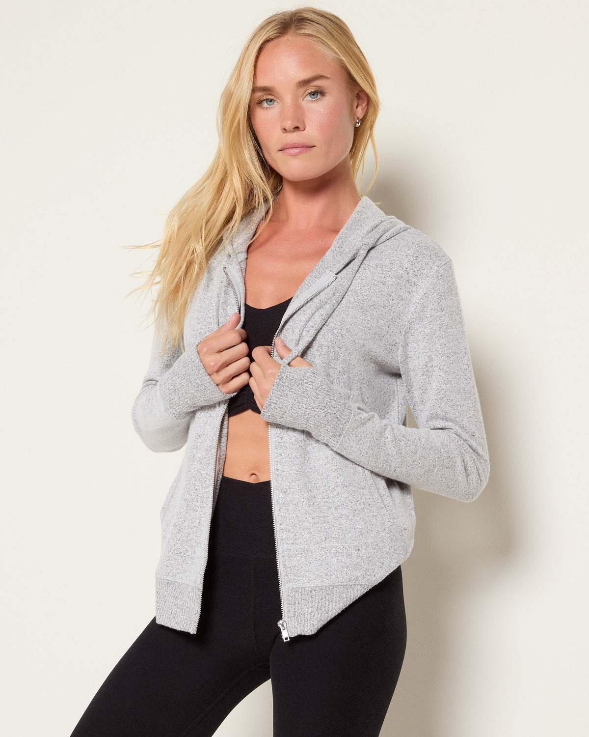 Heather Grey $|& Interval Hacci Zip Hoodie - SOF Front