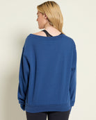 Navy $|& Interval Tri Blend Fleece One Shoulder Graphic Pullover - SOF Back