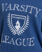 Navy $|& Interval Tri Blend Fleece One Shoulder Graphic Pullover - SOF Full Front