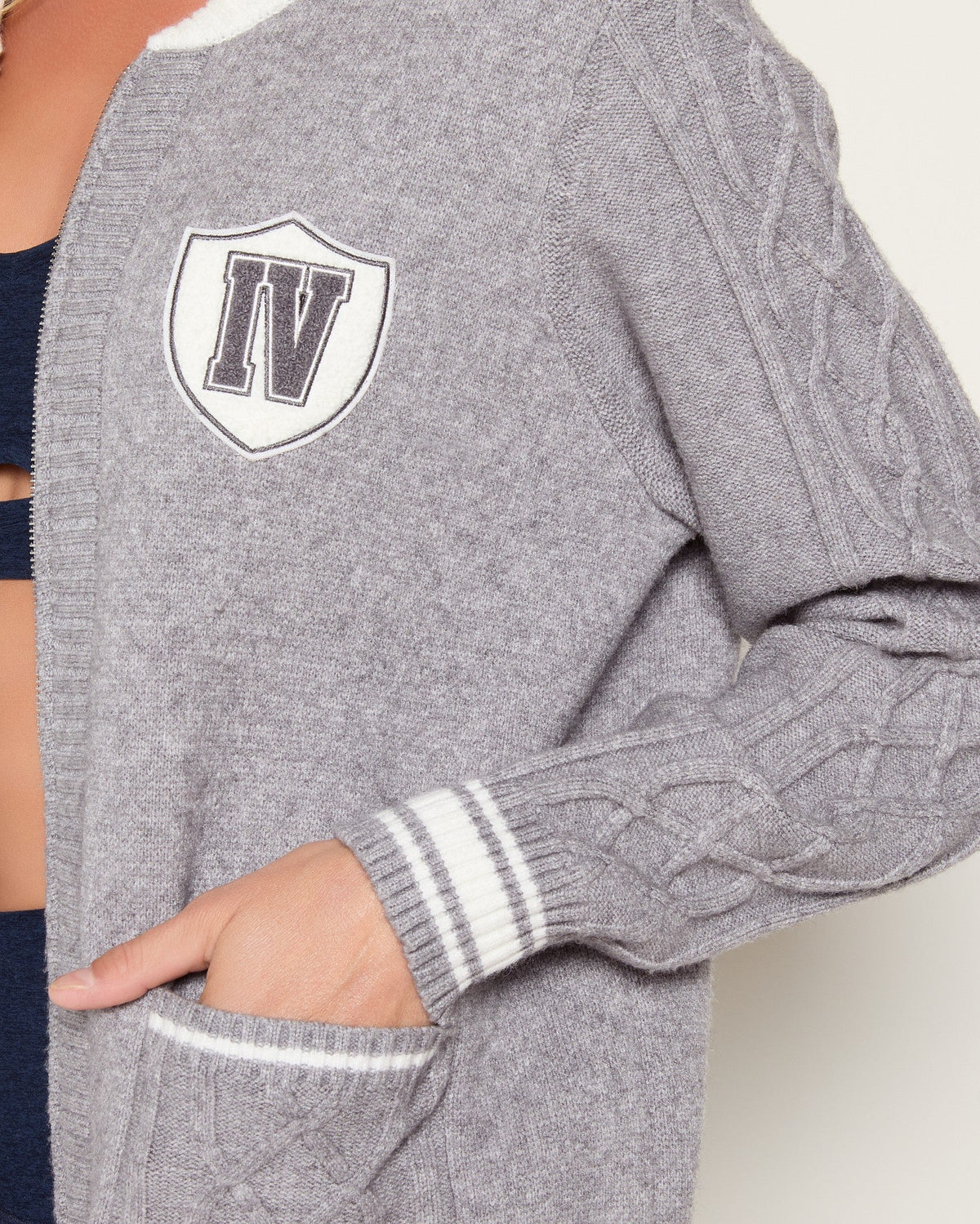 Heather Grey $|& Interval Off Duty "Alpine Social" Sweater Jacket - SOF Full Front